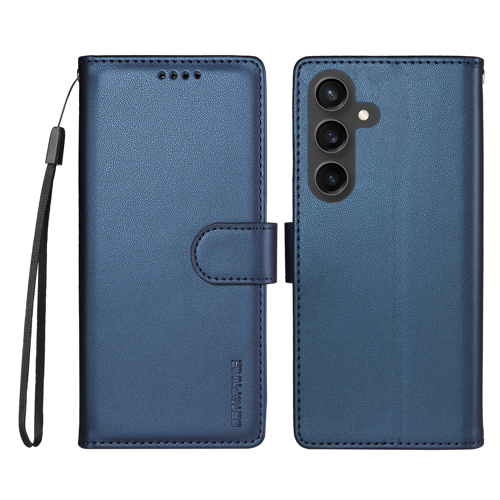 BETOPNICE for Samsung Galaxy S23 FE 006 Case RFID Blocking Wallet Stand Leather Phone Cover with Wrist Strap - Blue