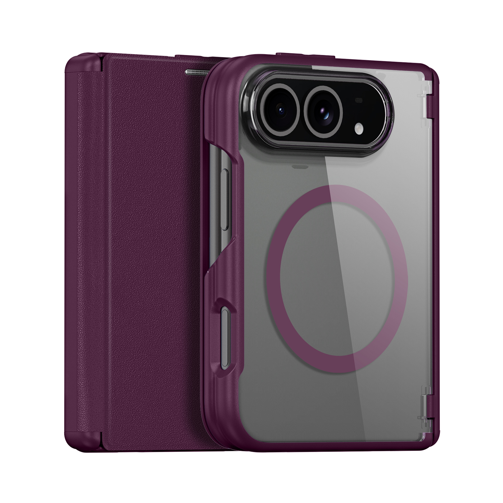 DUX DUCIS for iPhone Duo Magnetic Case Skin X Pro Series Flip Leather Cover - Dark Cherry