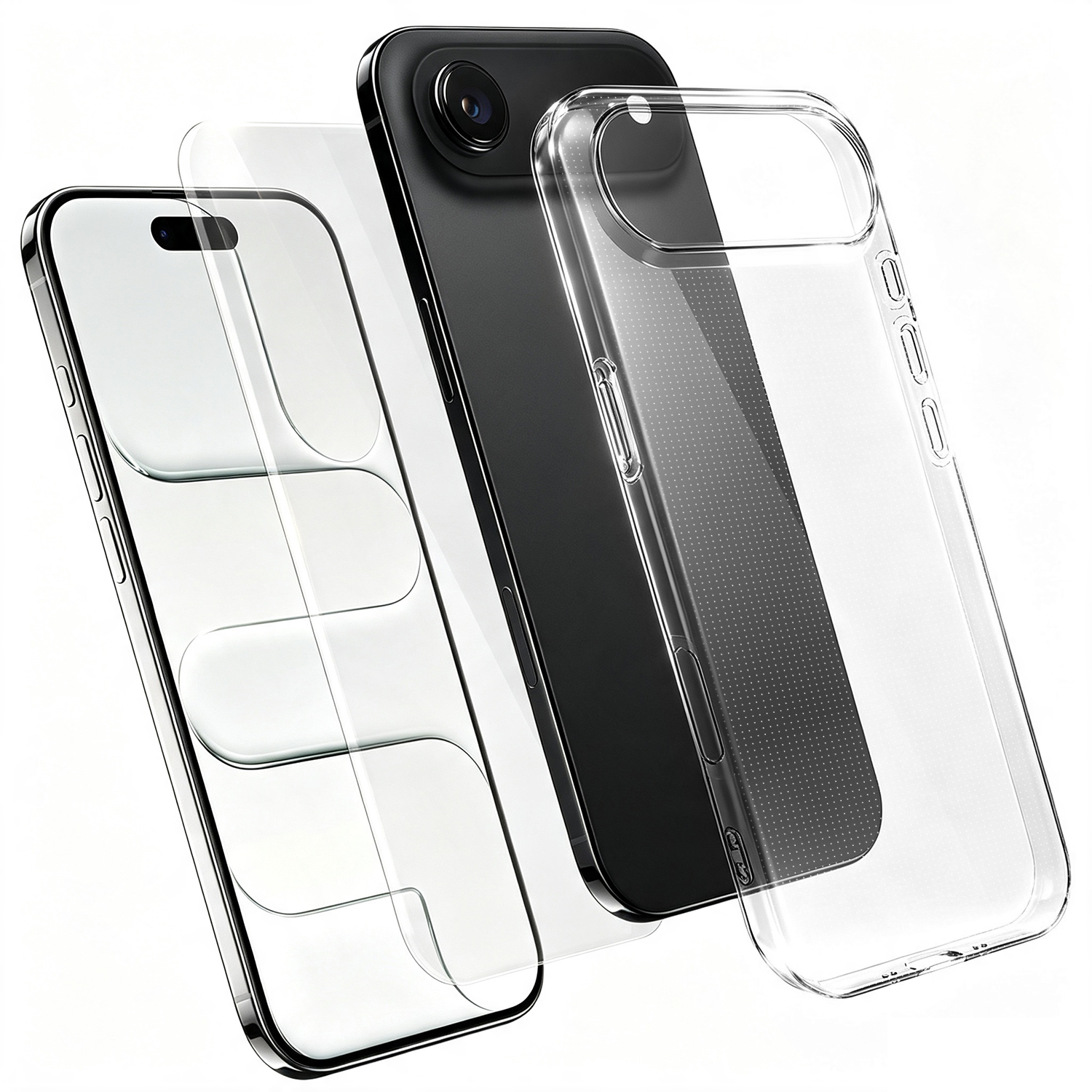 For iPhone Air Case 2 in 1 TPU Clear Phone Cover with High Aluminium-silicon Glass Screen Protector - Transparent