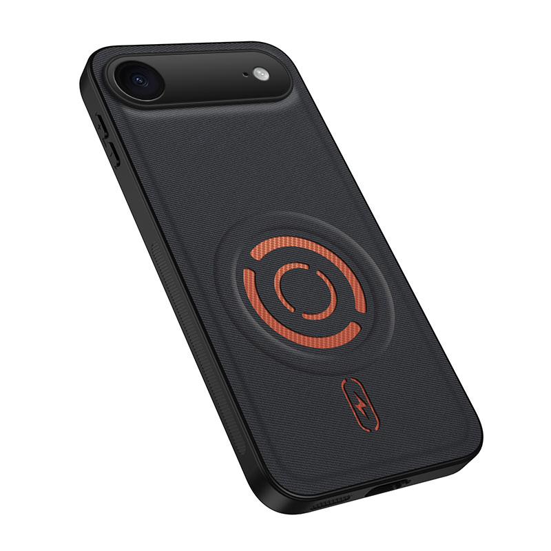 WANLONFENG for iPhone Air KJB Series Magnetic Case Tech Fabric Texture PC+TPU Shockproof Phone Cover - Black