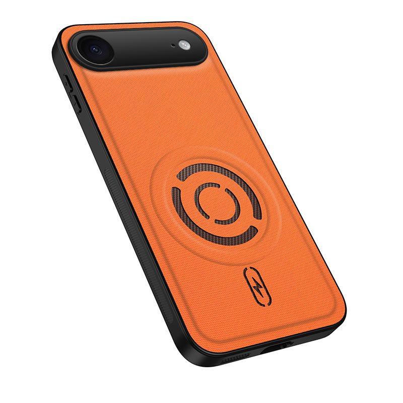 WANLONFENG for iPhone Air KJB Series Magnetic Case Tech Fabric Texture PC+TPU Shockproof Phone Cover - Orange