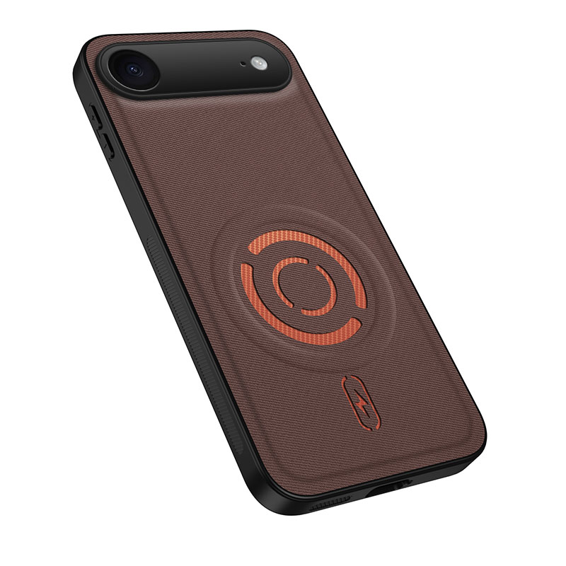 WANLONFENG for iPhone Air KJB Series Magnetic Case Tech Fabric Texture PC+TPU Shockproof Phone Cover - Coffee
