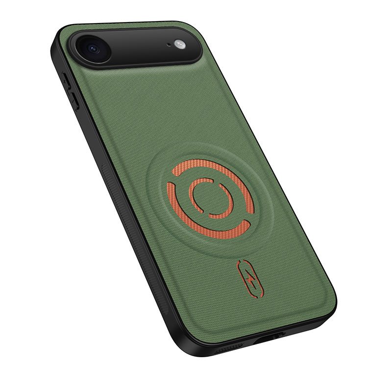 WANLONFENG for iPhone Air KJB Series Magnetic Case Tech Fabric Texture PC+TPU Shockproof Phone Cover - Green