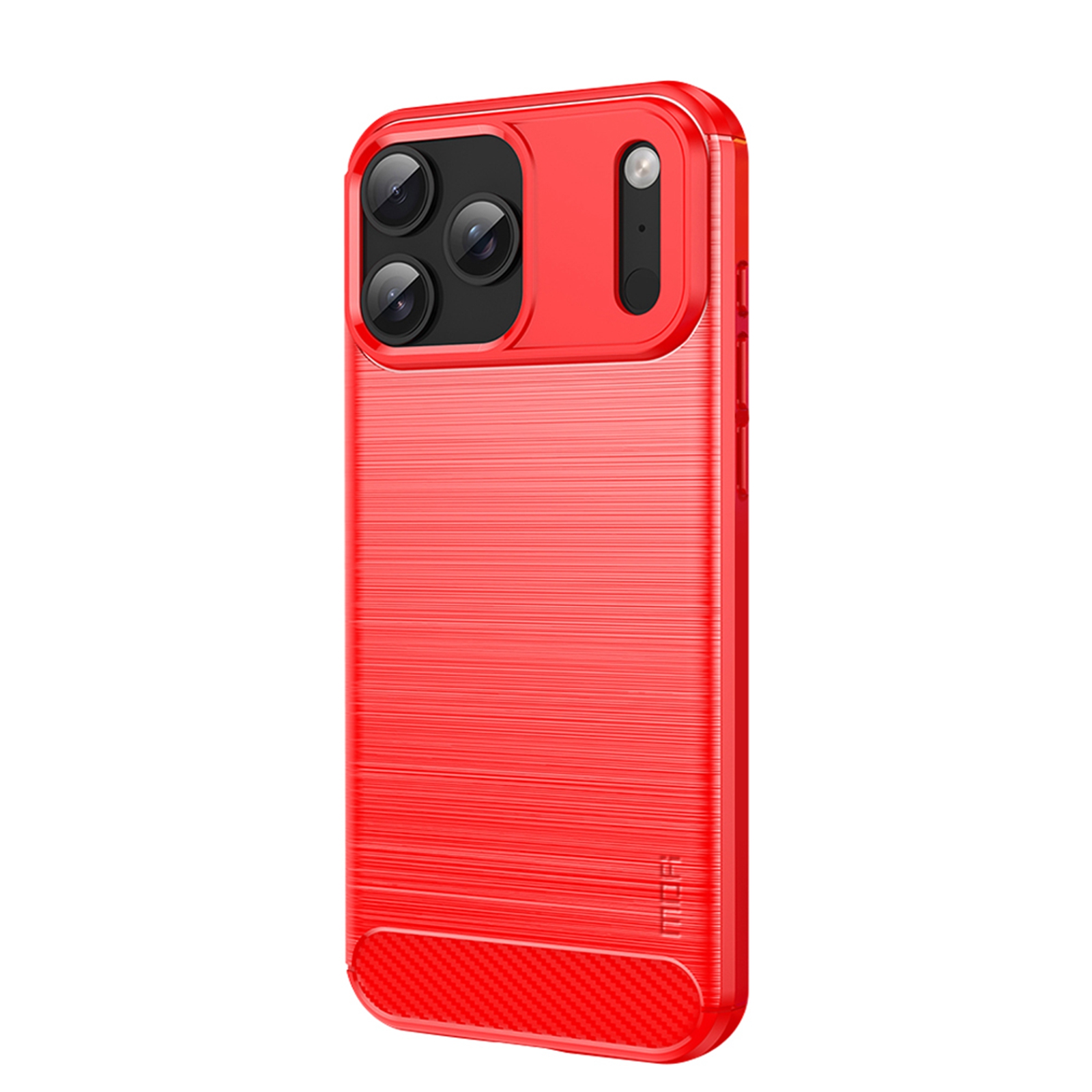 MOFI for iPhone 18 Pro Max Back Cover Brushed Texture Carbon Fiber Soft TPU Case - Red