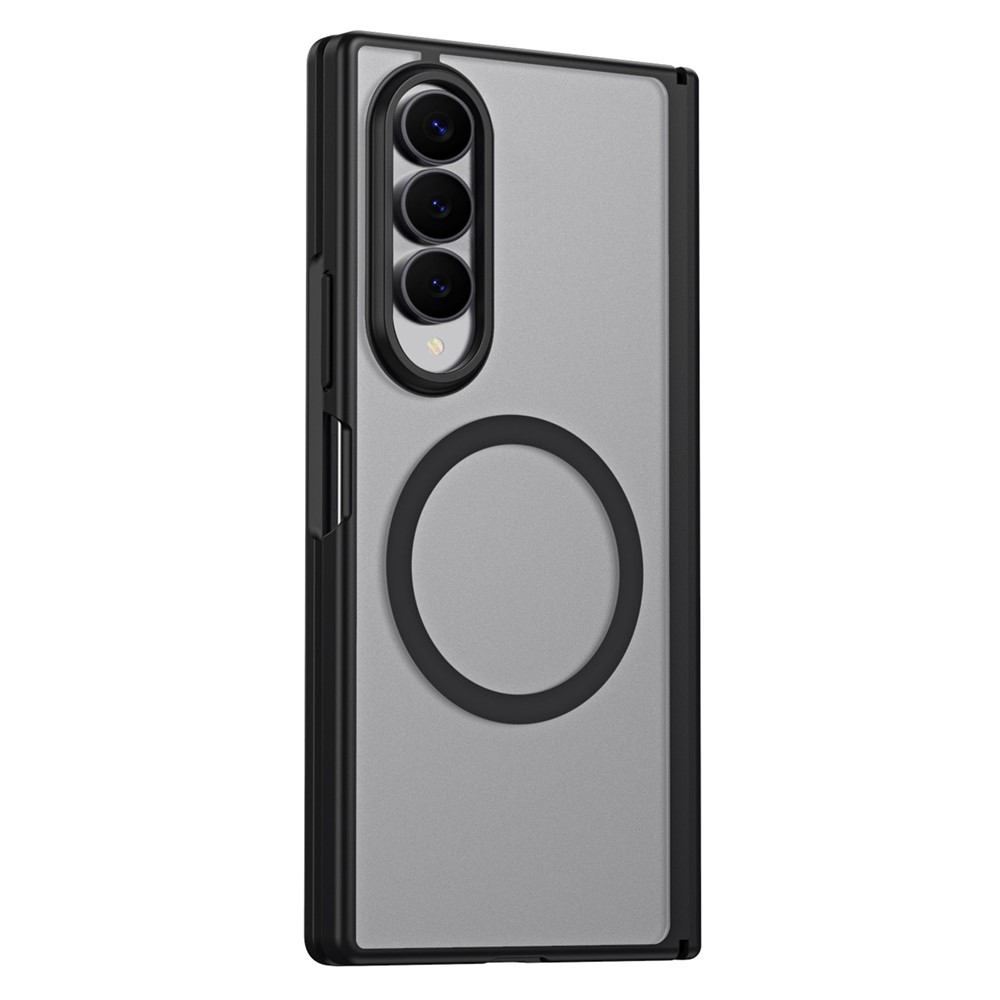 For Samsung Galaxy Z Fold4 5G Case Hard PC Matte Phone Cover with Built-in Tempered Glass Film - Black