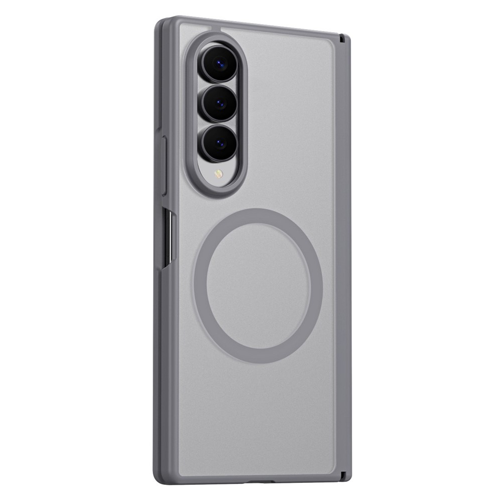 For Samsung Galaxy Z Fold4 5G Case Hard PC Matte Phone Cover with Built-in Tempered Glass Film - Grey