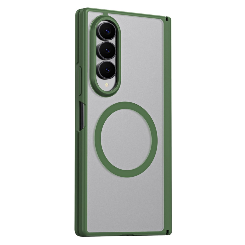 For Samsung Galaxy Z Fold4 5G Case Hard PC Matte Phone Cover with Built-in Tempered Glass Film - Green