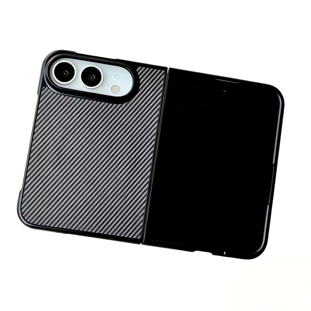WANLONFENG for iPhone Duo TQ Series Magnetic Case Carbon Fiber Texture PC TPU Phone Cover (Big Lens Hole) - Grey