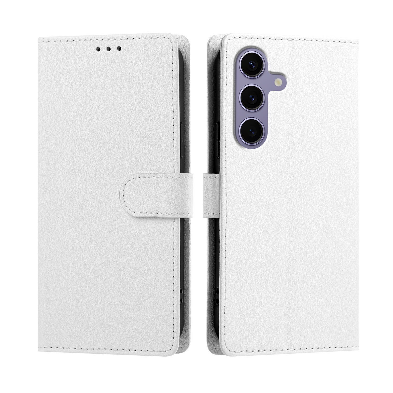 For Samsung Galaxy S24+ / Galaxy S25+ Case Silk Texture PU Leather Wallet Flip Stand Phone Cover with Wrist Strap - White