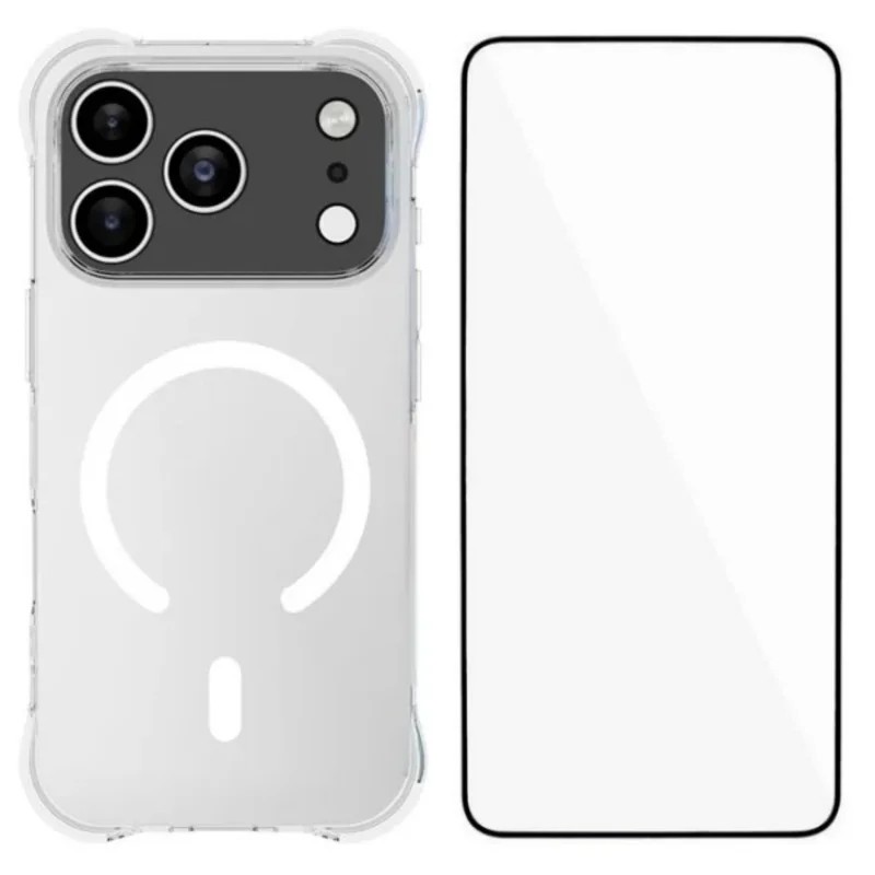 WANLONFENG for iPhone 18 Pro WL2 Series 2.0mm Magnetic Case Clear TPU Phone Back Cover with Screen Film - Transparent