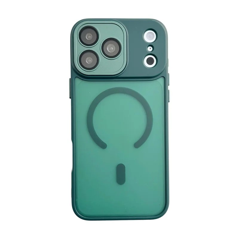 WANLONFENG for iPhone 18 Pro QB1 Series Magnetic Back Cover PC TPU Shockproof Phone Case - Dark Green