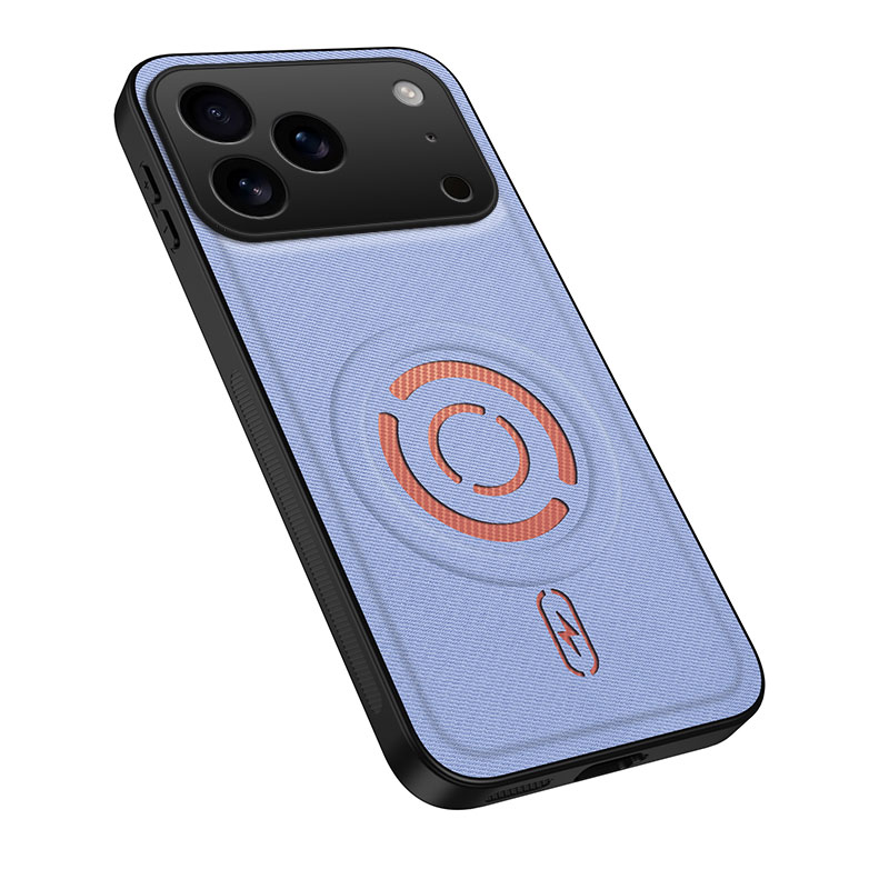 WANLONFENG for iPhone 18 Pro KJB Series Magnetic Case Tech Fabric Texture PC+TPU Shockproof Phone Cover - Blue