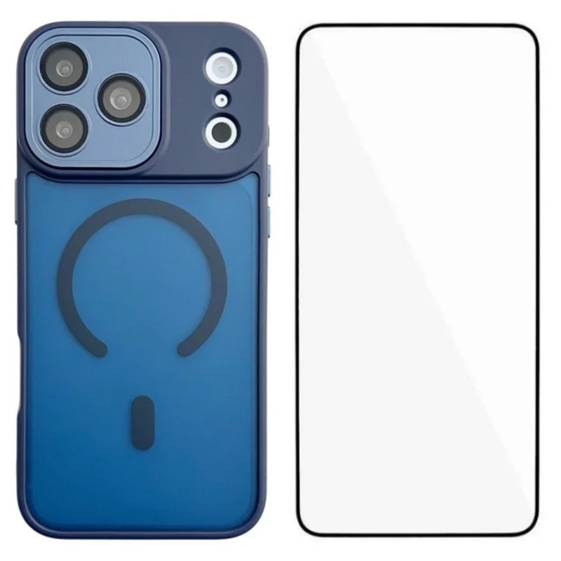 WANLONFENG for iPhone 18 Pro Max QB Series Magnetic Case PC TPU Phone Cover with Screen Film - Sapphire