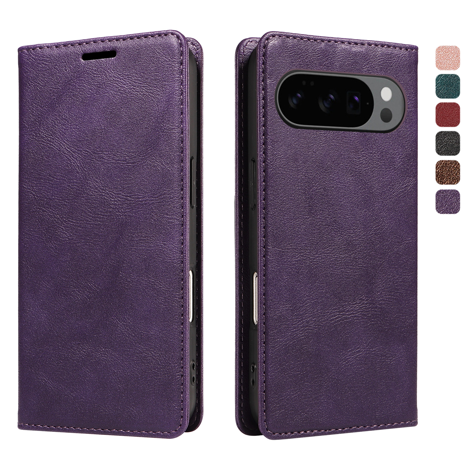 For Google Pixel 10 Pro Wallet Case RFID Blocking Card Slots Stand Magnetic Closure Leather Phone Cover - Purple