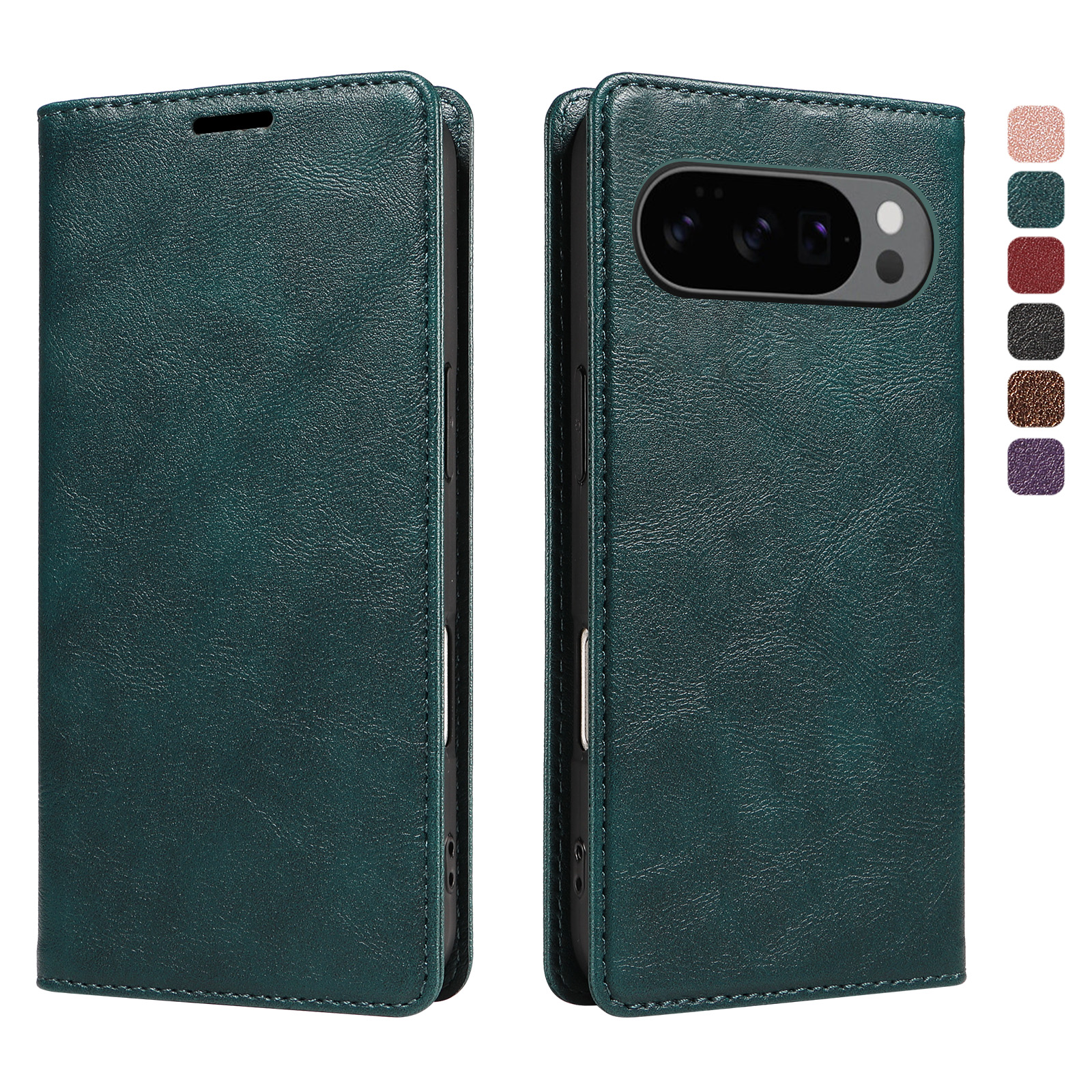 For Google Pixel 10 Wallet Case RFID Blocking Card Slots Stand Magnetic Closure Leather Phone Cover - Green