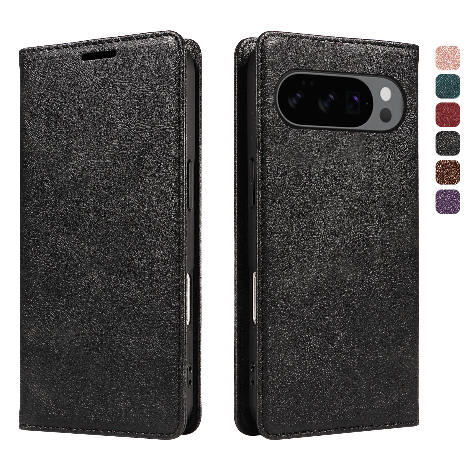 For Google Pixel 10 Wallet Case RFID Blocking Card Slots Stand Magnetic Closure Leather Phone Cover - Black