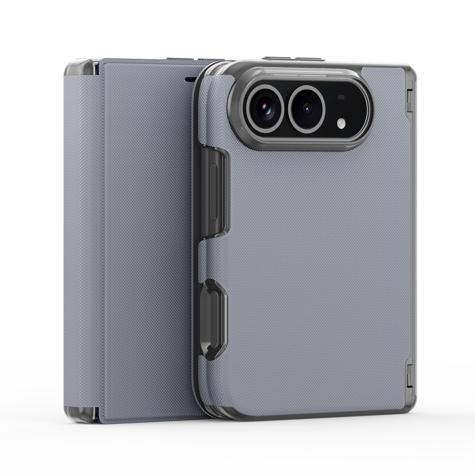 DUX DUCIS for iPhone Duo Fort Series PU Leather Flip Phone Cover with Card Slot - Grey