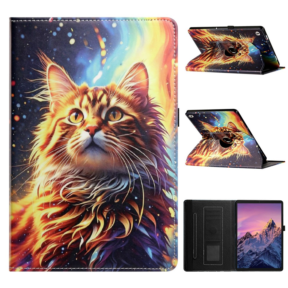 Tablet Case for iPad mini (2019) 7.9 inch / mini 4  / mini 3 / Mini 2 / Mini , Rotation Stand Pattern PU Leather + TPU Cover - Painted Cat