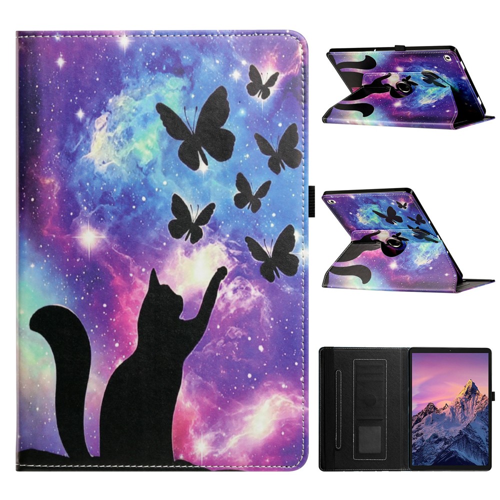 Tablet Case for iPad mini (2019) 7.9 inch / mini 4  / mini 3 / Mini 2 / Mini , Rotation Stand Pattern PU Leather + TPU Cover - Night Sky Cat and Butterfly