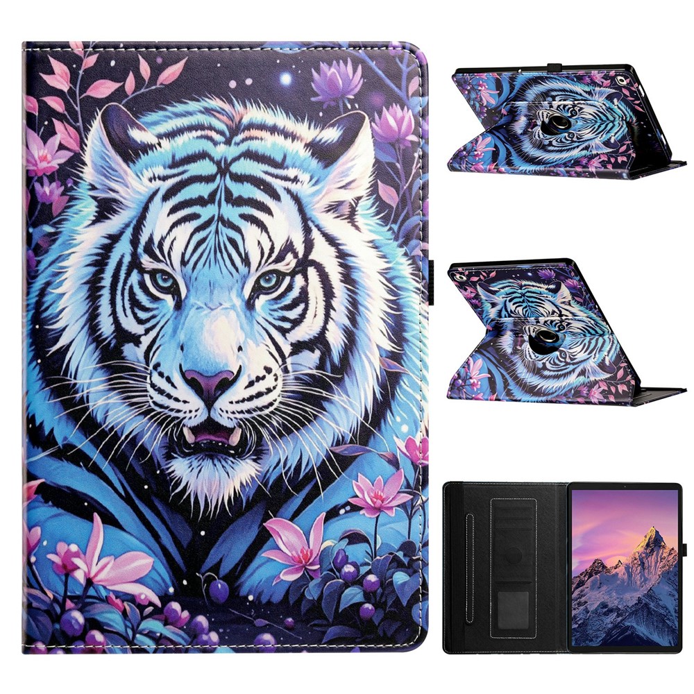 Tablet Case for iPad mini (2019) 7.9 inch / mini 4  / mini 3 / Mini 2 / Mini , Rotation Stand Pattern PU Leather + TPU Cover - Flowered Tiger