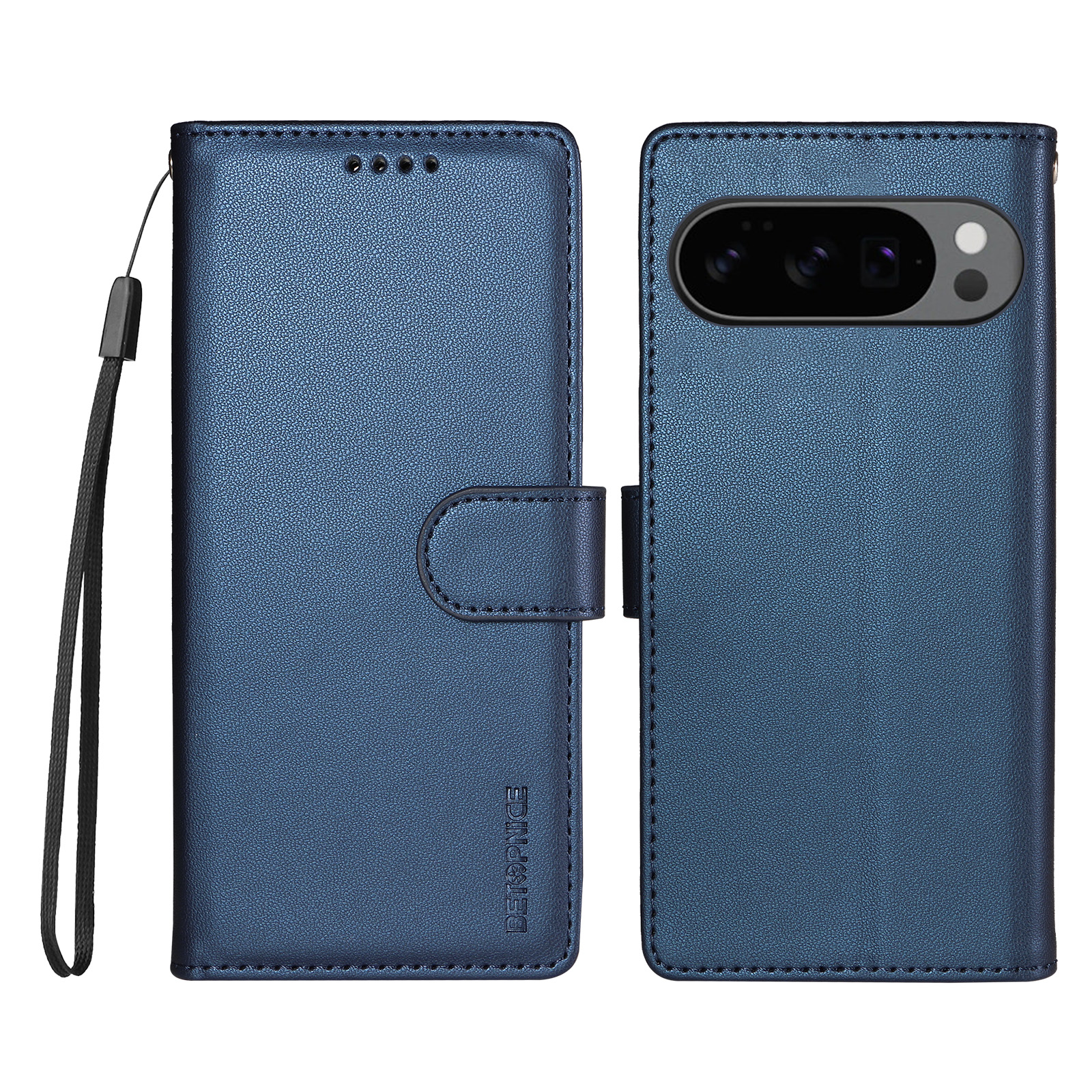BETOPNICE for Google Pixel 11 Pro / Google Pixel 9 / Google Pixel 9 Pro / Google Pixel 10 / Google Pixel 10 Pro / Google Pixel 11 006 Case RFID Blocking Wallet Stand Leather Phone Cover with Wrist Strap - Blue