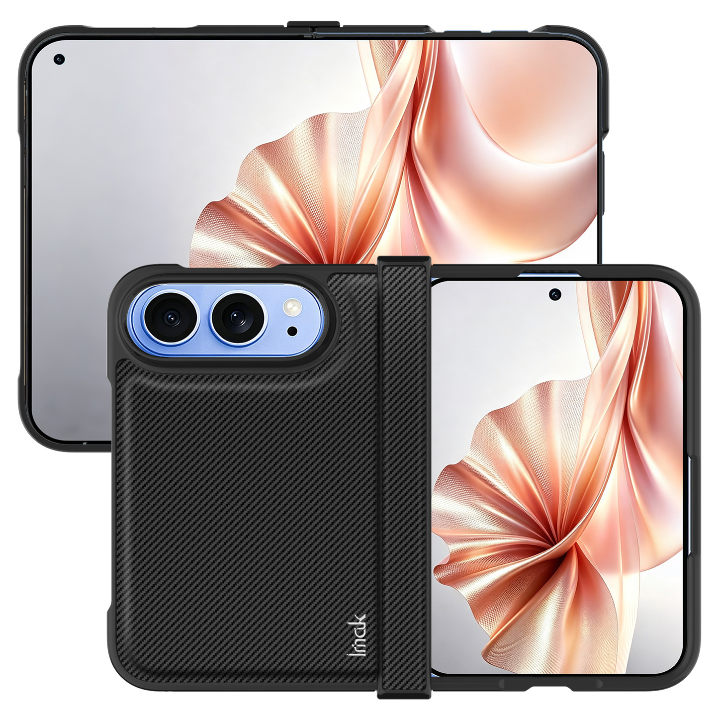 IMAK for iPhone Duo Ruiyi Series Case Carbon Fiber Texture Leather + PC Phone Cover - Black