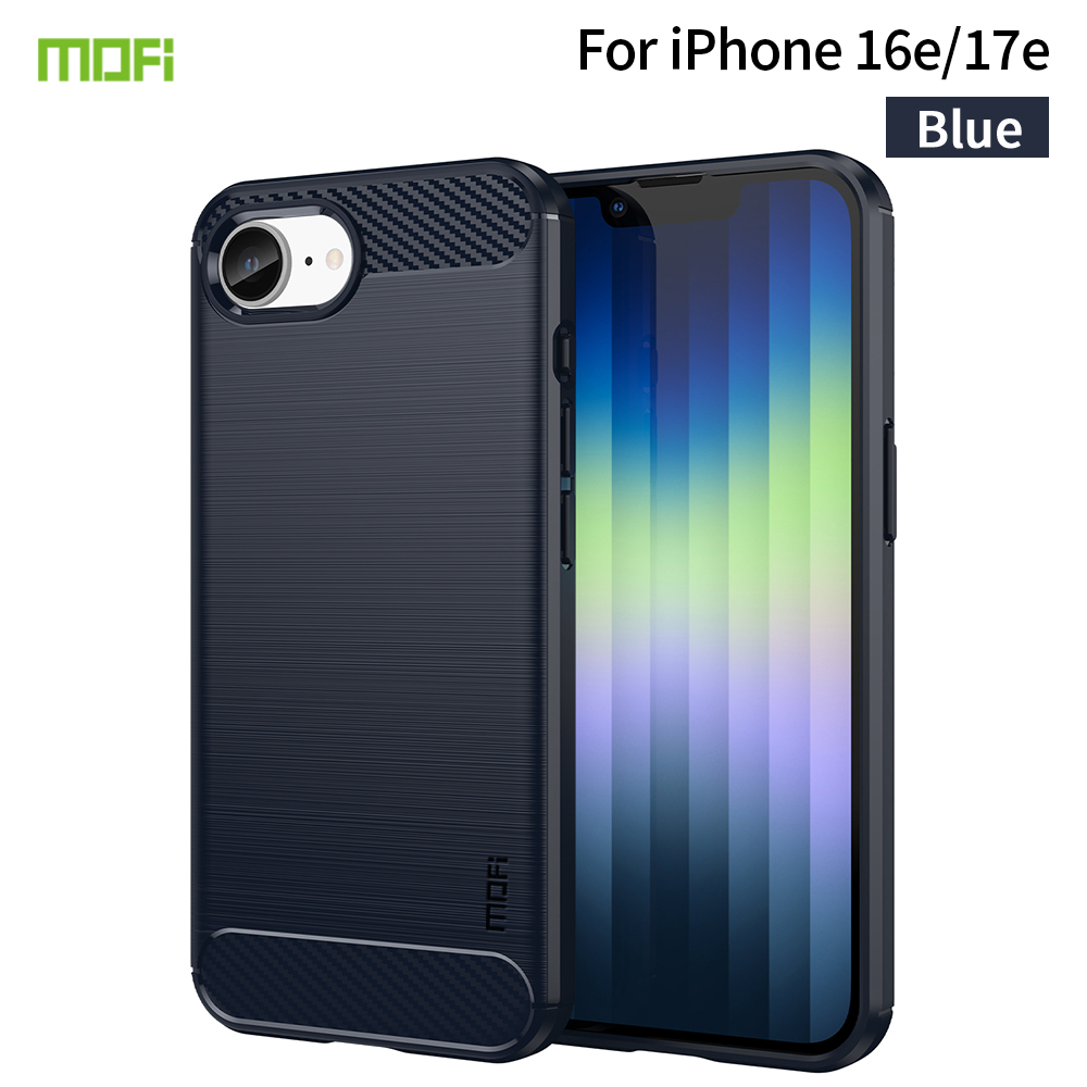 MOFI for iPhone 16e / iPhone 17e Back Cover  Brushed Texture Carbon Fiber Soft TPU Case - Blue