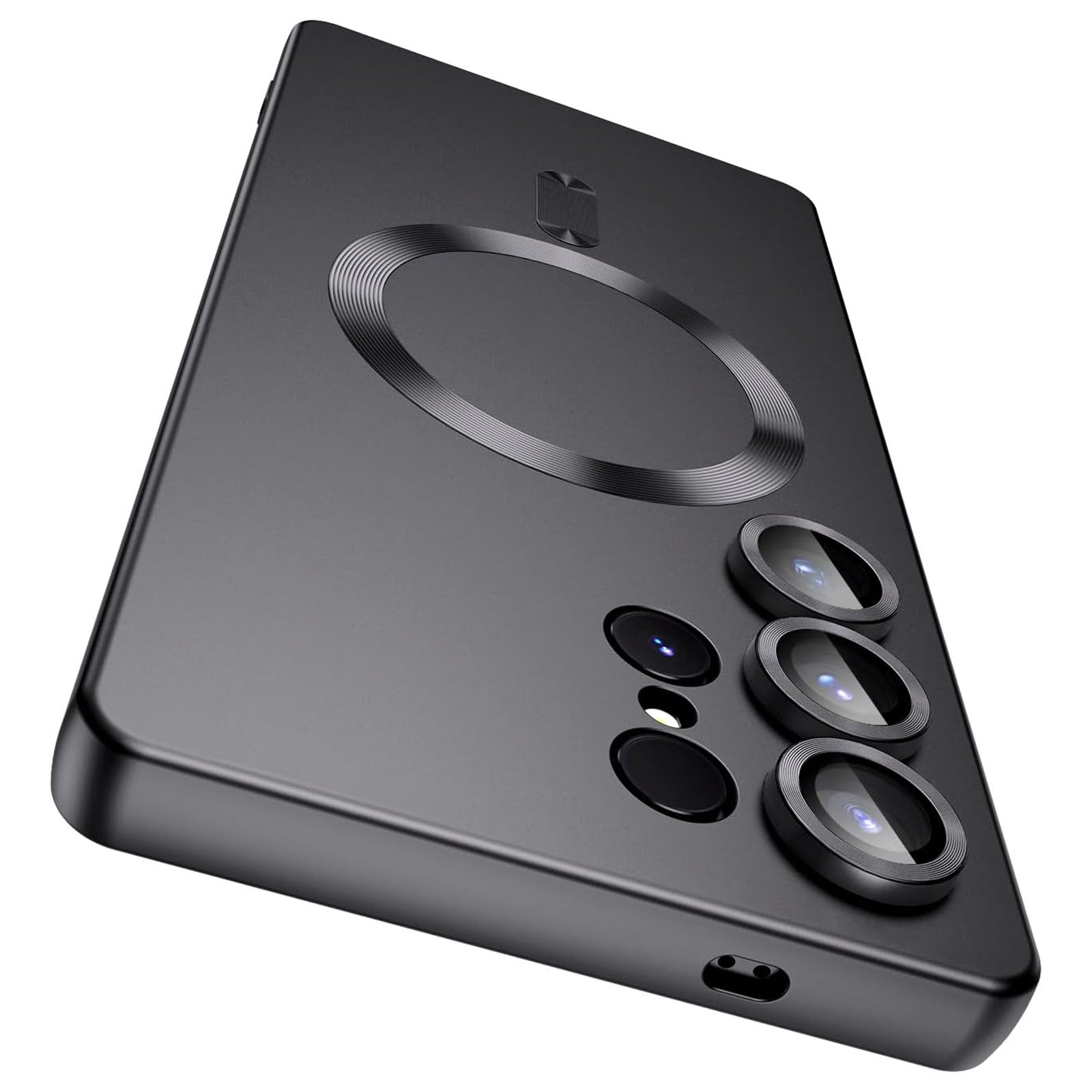 For Samsung Galaxy S24 Ultra Magnetic Case Ultra Thin TPU Phone Cover with Lens Protection - Black