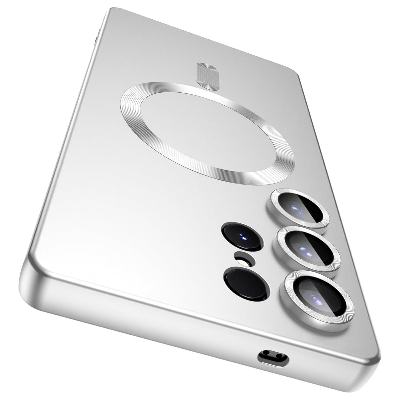 For Samsung Galaxy S24 Ultra Magnetic Case Ultra Thin TPU Phone Cover with Lens Protection - Silver