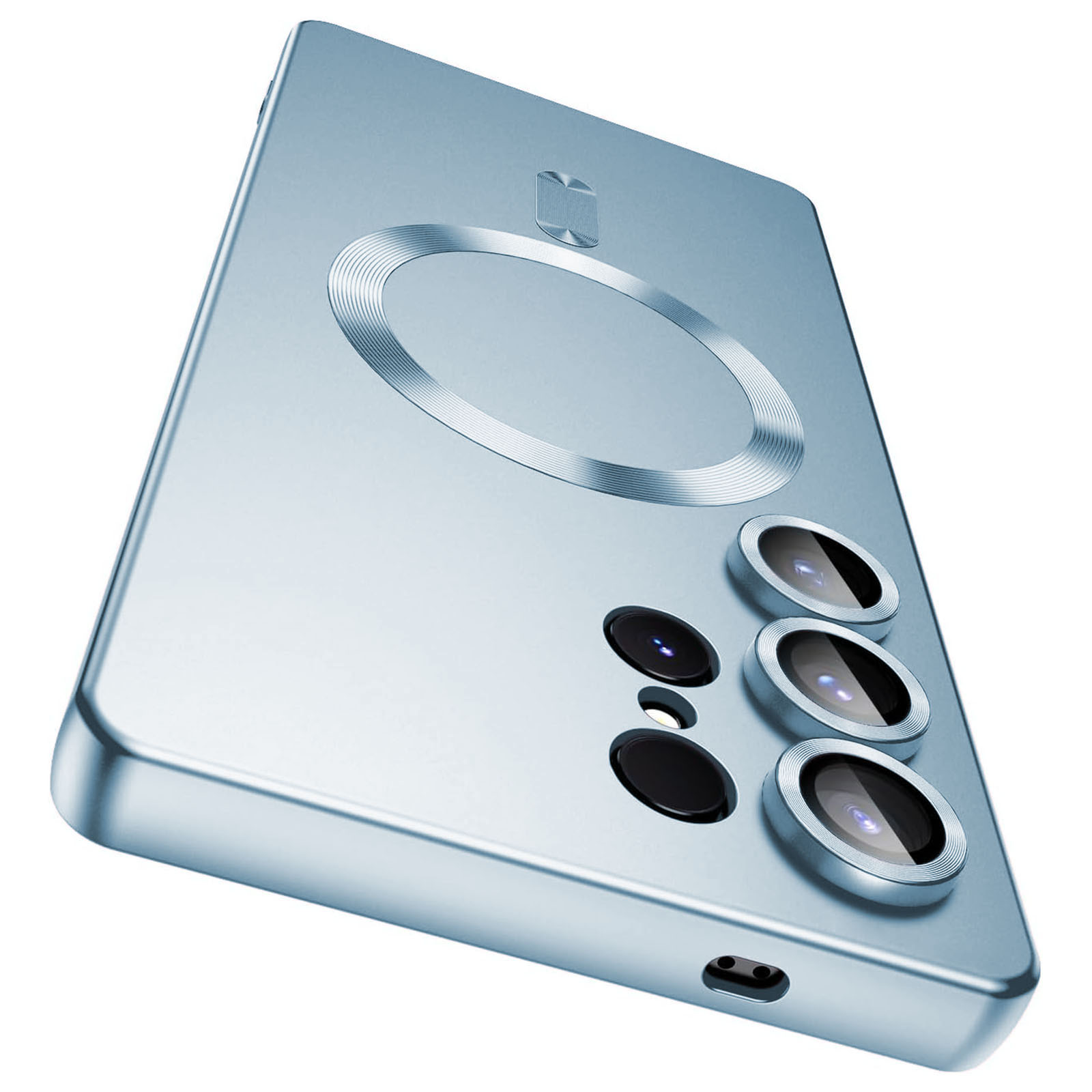 For Samsung Galaxy S24 Ultra Magnetic Case Ultra Thin TPU Phone Cover with Lens Protection - Blue