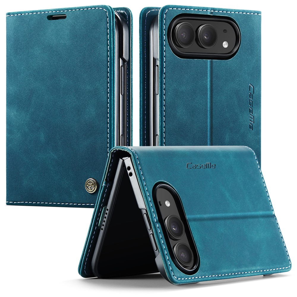 CASEME for iPhone Duo Wallet Case  013 Series PU Leather Phone Cover Stand - Blue