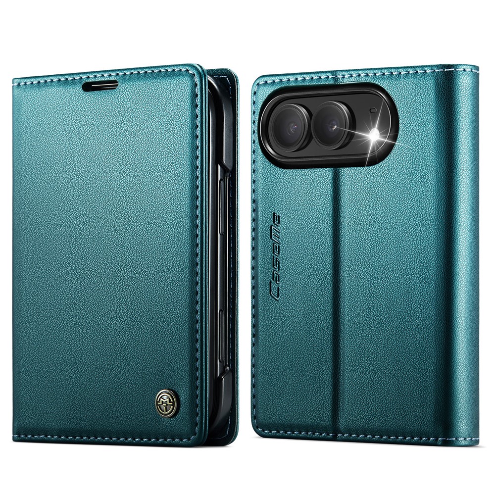 CASEME for iPhone Duo Case  023 Series RFID Blocking Wallet Stand Glossy Litchi Texture Leather Phone Cover - Green