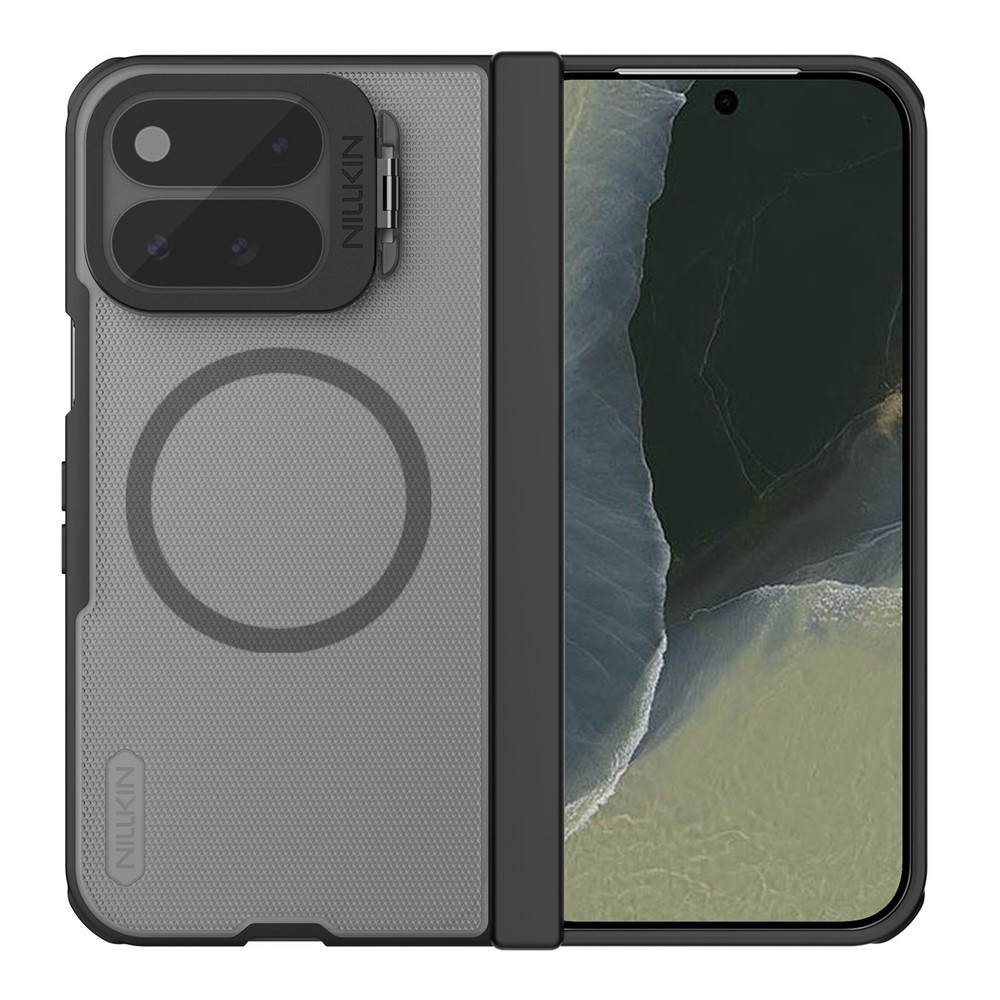 NILLKIN Super Frosted Shield Prop For Google Pixel 11 Pro Fold Magnetic Case Clear Lens Lid Kickstand PC Phone Cover - Transparent Black