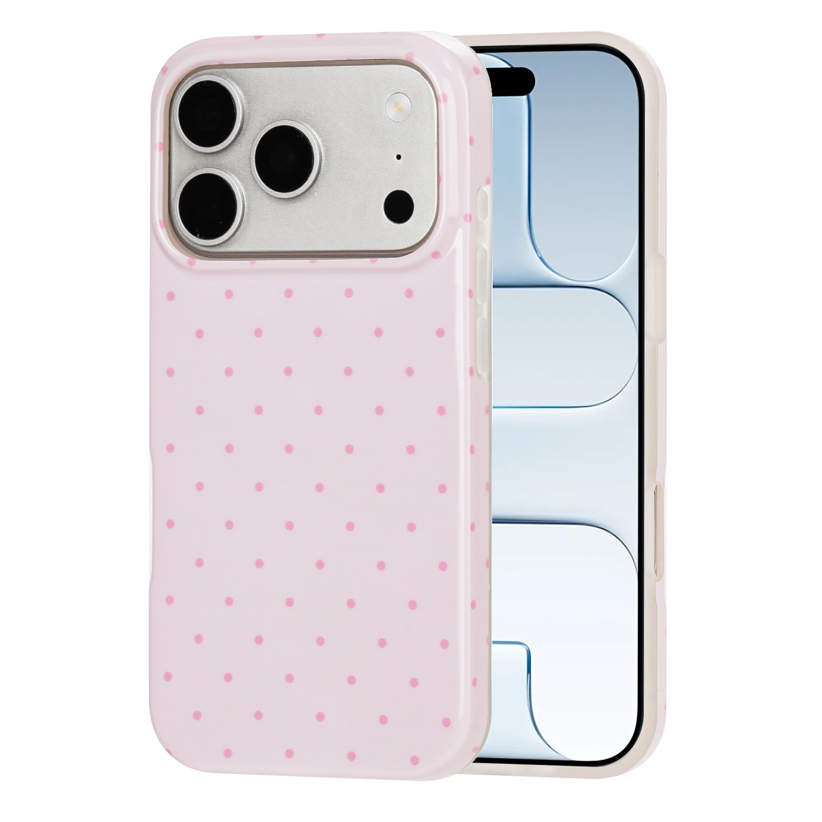 For iPhone 17 Pro Max / iPhone 18 Pro Max Case IMD Polka Dot TPU Anti Drop Phone Cover - Pink