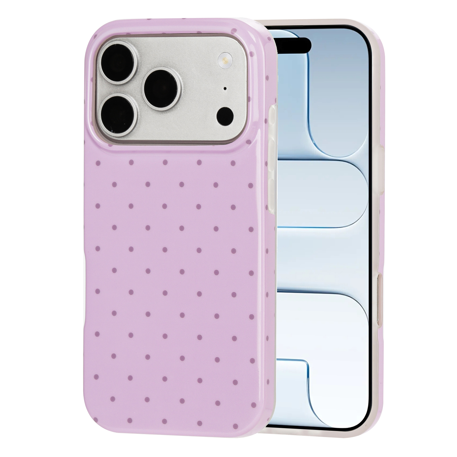 For iPhone 17 Pro Max / iPhone 18 Pro Max Case IMD Polka Dot TPU Anti Drop Phone Cover - Purple