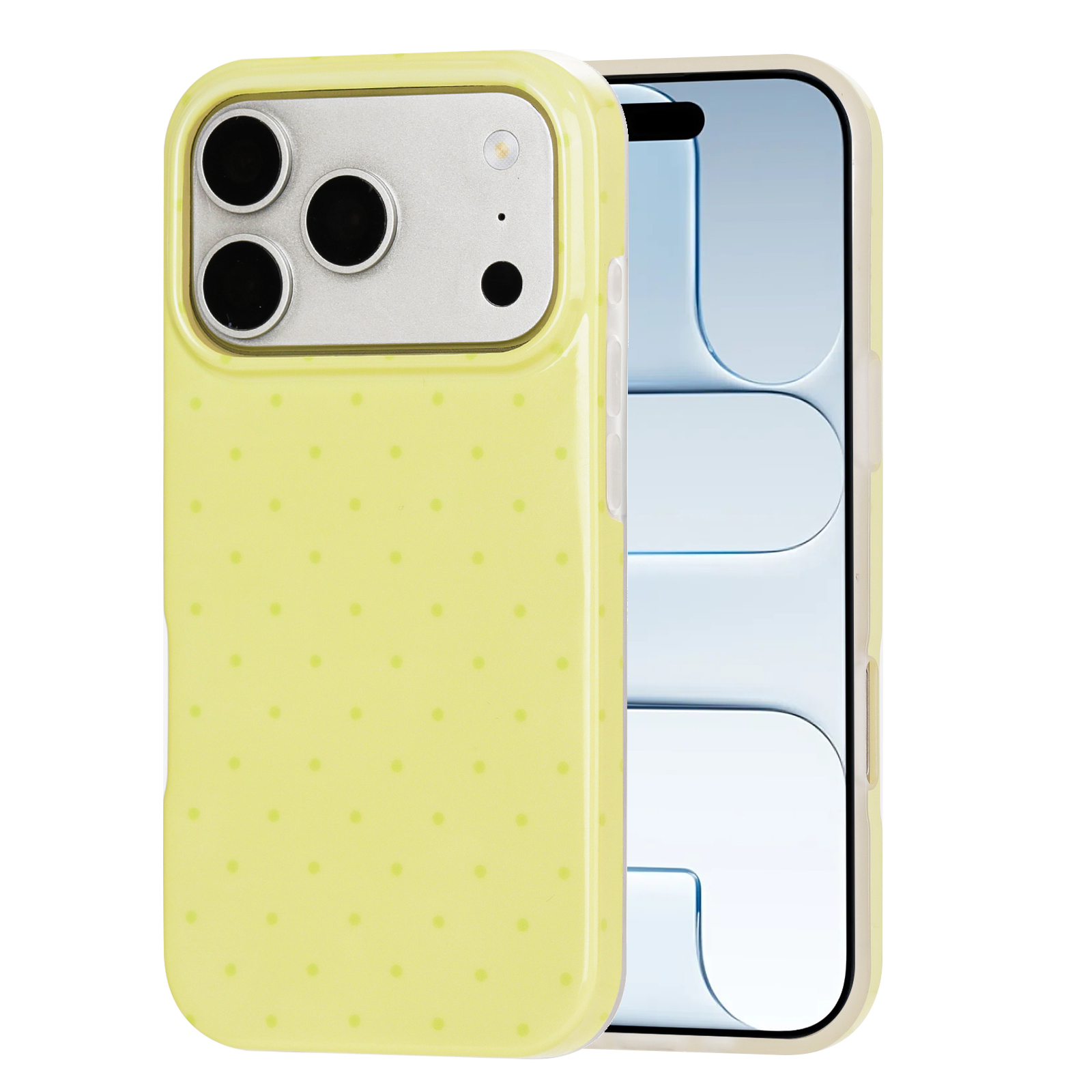 For iPhone 17 Pro Max / iPhone 18 Pro Max Case IMD Polka Dot TPU Anti Drop Phone Cover - Yellow
