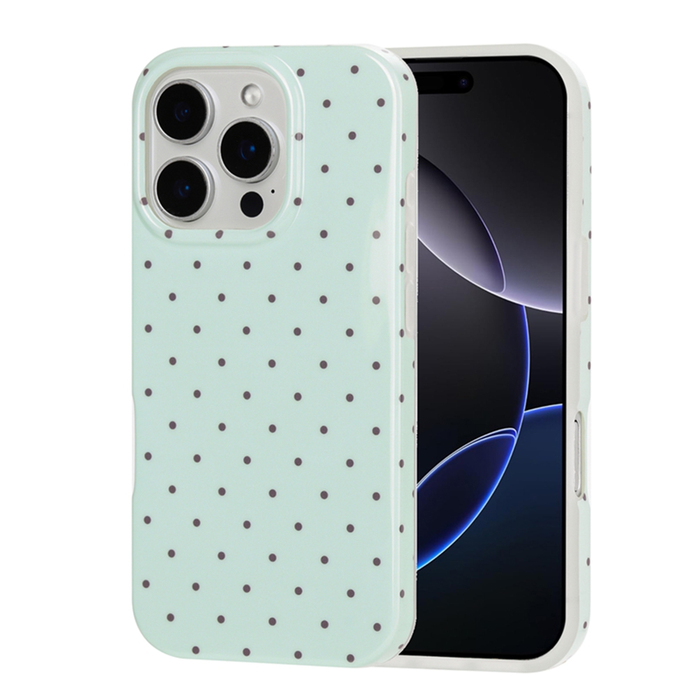 For iPhone 16 Pro Max Case IMD Polka Dot TPU Anti Drop Phone Cover - Green