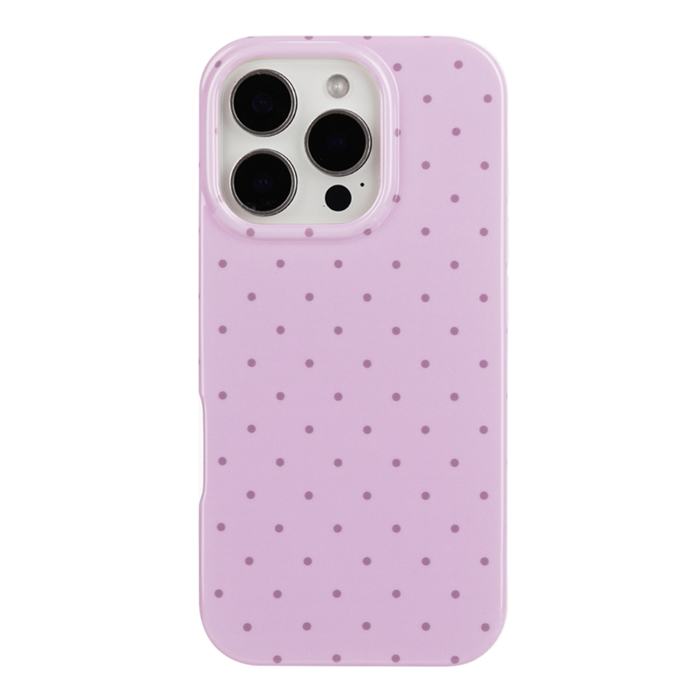 For iPhone 16 Pro Max Case IMD Polka Dot TPU Anti Drop Phone Cover - Purple