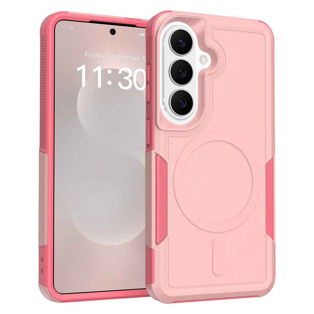 For Samsung Galaxy A17 5G / Galaxy A17 4G / Galaxy A26 5G Magnetic Case Dual Layer PC + TPU Shockproof Phone Cover - Pink