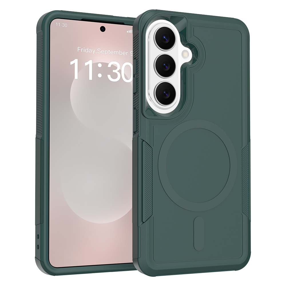 For Samsung Galaxy A17 5G / Galaxy A17 4G / Galaxy A26 5G Magnetic Case Dual Layer PC + TPU Shockproof Phone Cover - Dark Green