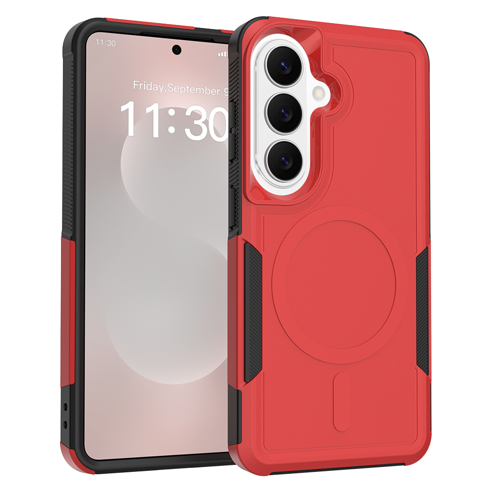 For Samsung Galaxy A16 5G Magnetic Case Dual Layer PC + TPU Shockproof Phone Cover - Red