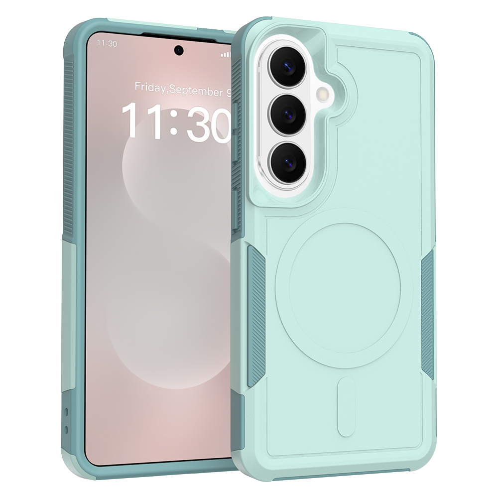 For Samsung Galaxy A16 5G Magnetic Case Dual Layer PC + TPU Shockproof Phone Cover - Light Green