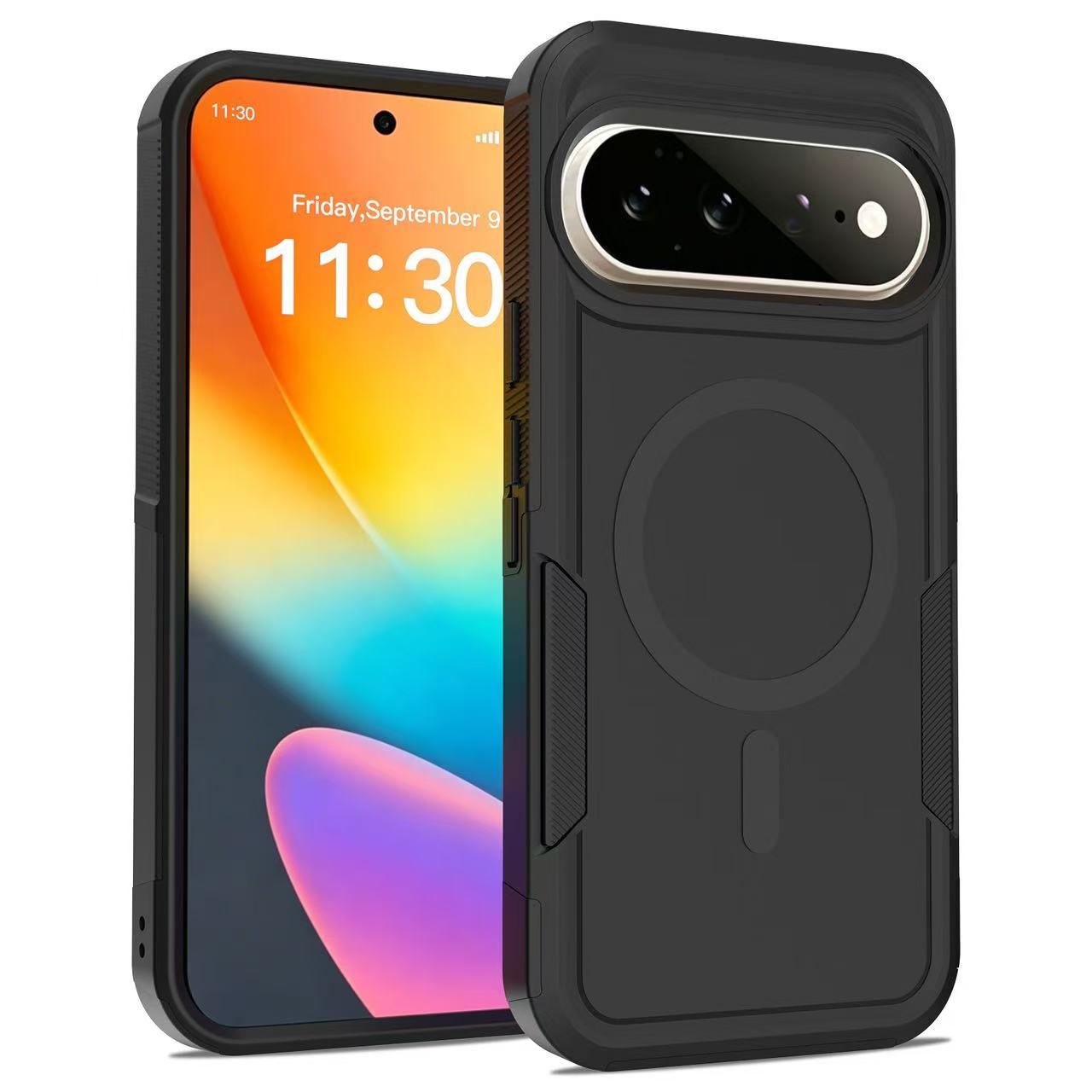 For Google Pixel 10 Pro XL / Google Pixel 9 Pro XL / Google Pixel 11 Pro XL Magnetic Case Dual Layer PC + TPU Shockproof Phone Cover - Black