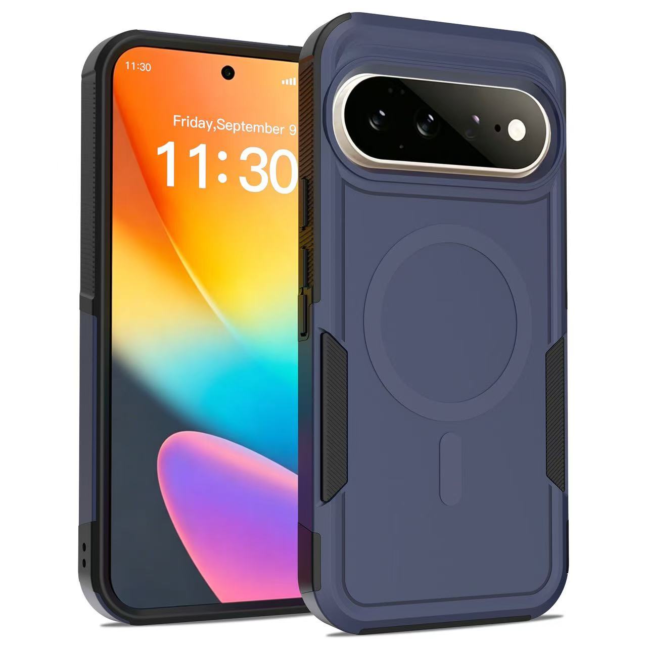 For Google Pixel 10 Pro XL / Google Pixel 9 Pro XL / Google Pixel 11 Pro XL Magnetic Case Dual Layer PC + TPU Shockproof Phone Cover - Blue