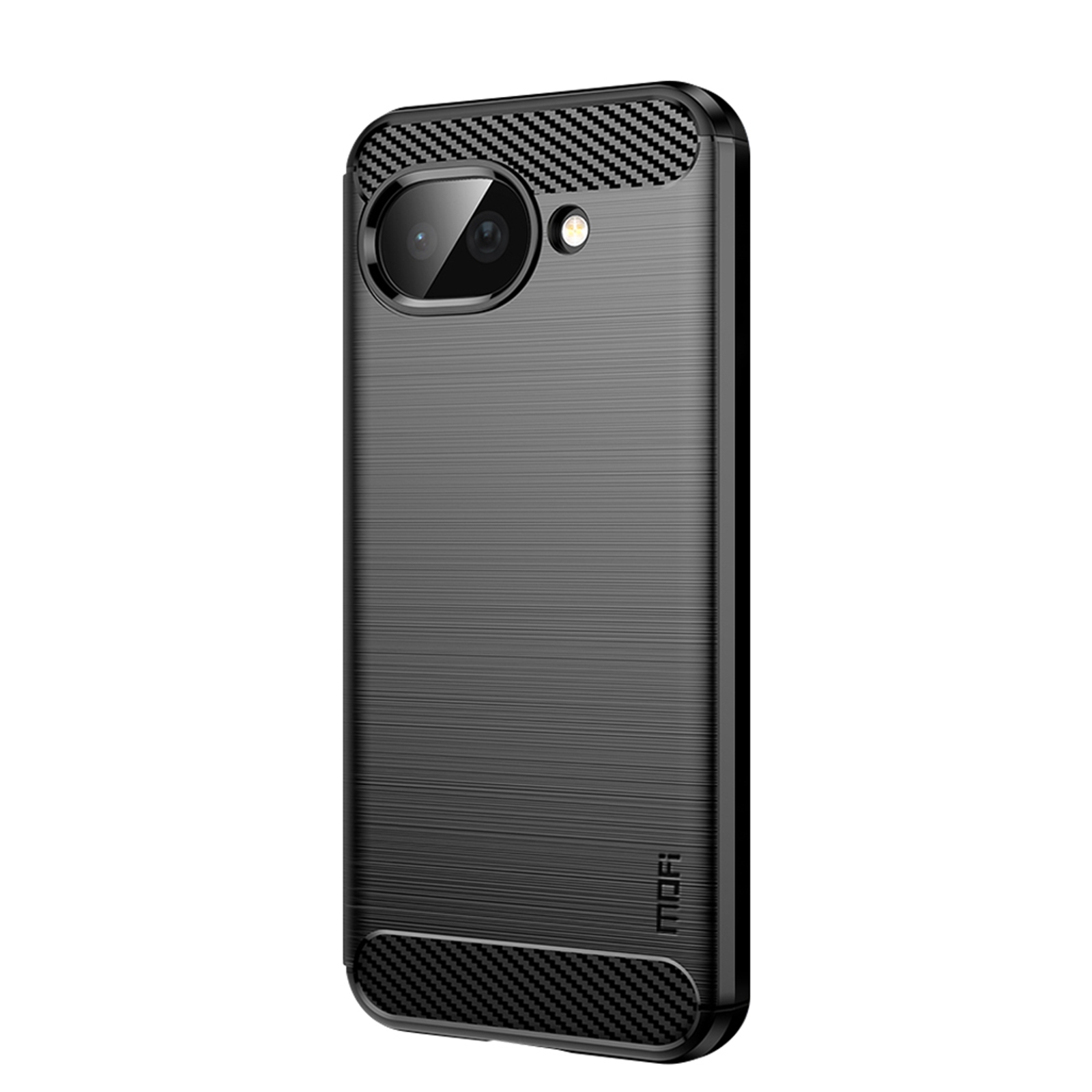 MOFI for Google Pixel 11a Back Cover  Brushed Texture Carbon Fiber Soft TPU Case - Black