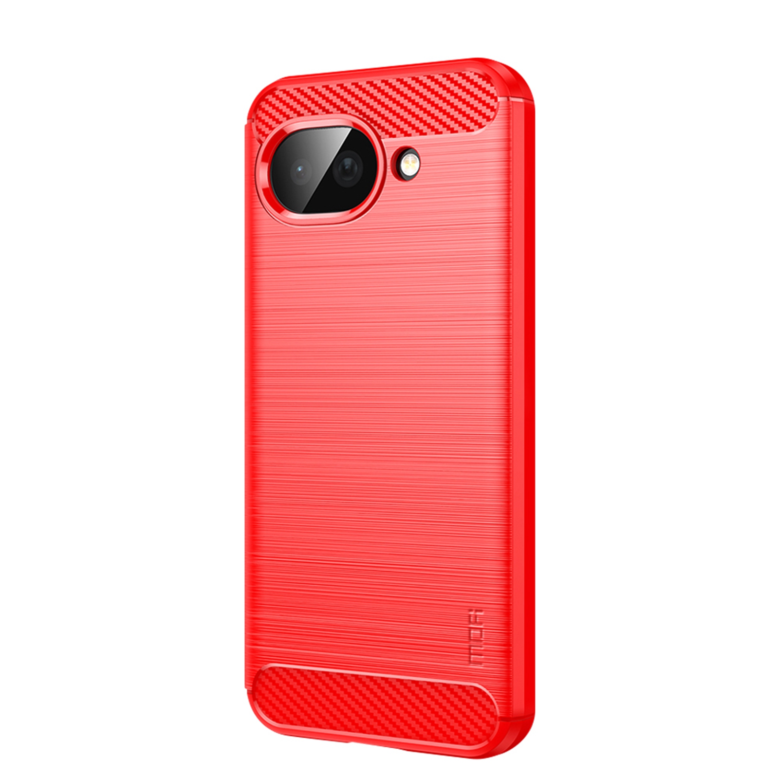 MOFI for Google Pixel 11a Back Cover  Brushed Texture Carbon Fiber Soft TPU Case - Red