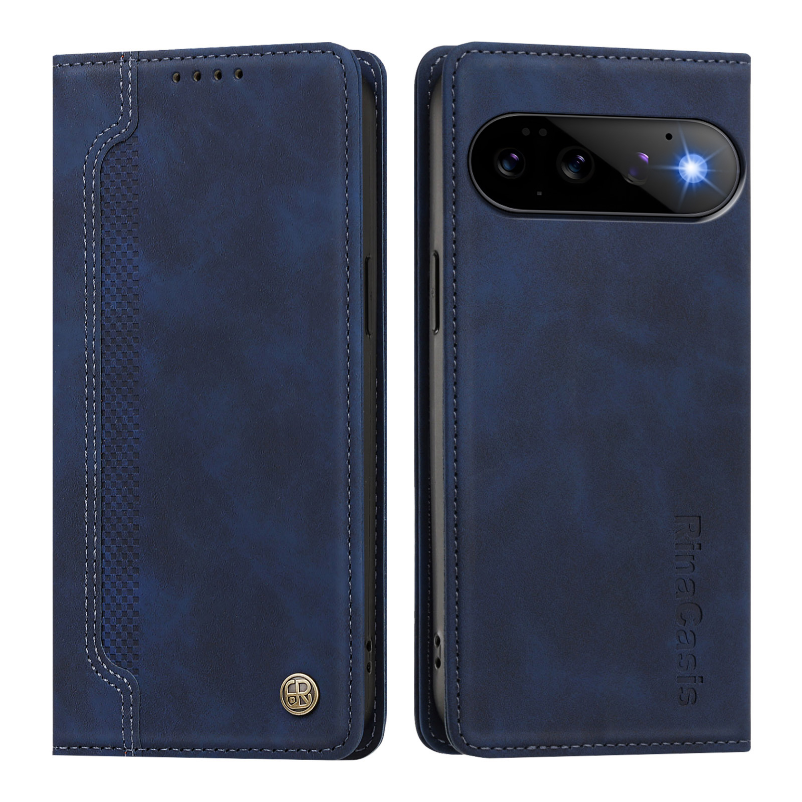 For Google Pixel 11 / Google Pixel 11 Pro Case Magnetic Closure Wallet Stand TPU PU Leather Phone Cover - Dark Blue