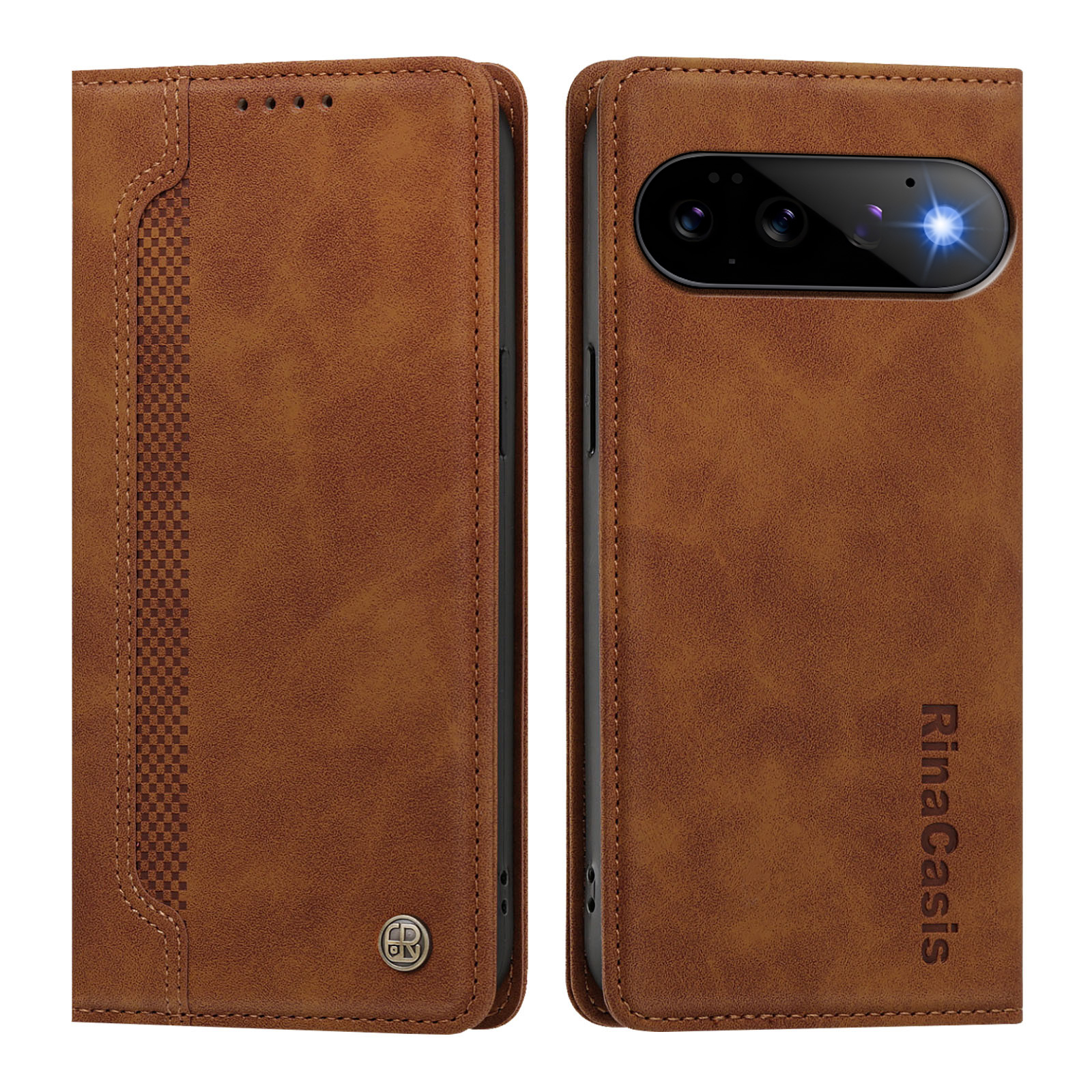 For Google Pixel 11 / Google Pixel 11 Pro Case Magnetic Closure Wallet Stand TPU PU Leather Phone Cover - Brown