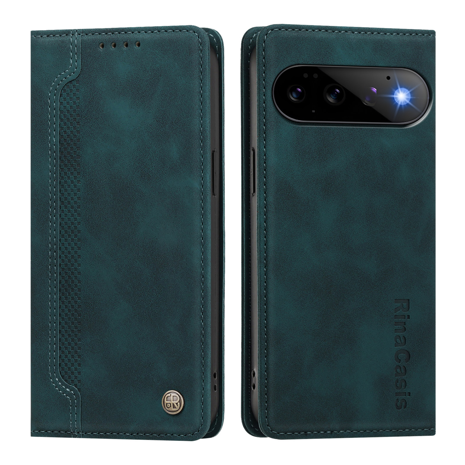 For Google Pixel 11 / Google Pixel 11 Pro Case Magnetic Closure Wallet Stand TPU PU Leather Phone Cover - Dark Green