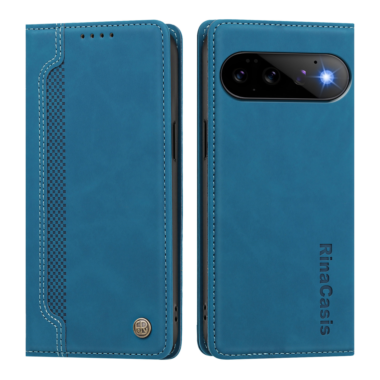 For Google Pixel 11 / Google Pixel 11 Pro Case Magnetic Closure Wallet Stand TPU PU Leather Phone Cover - Lake Blue
